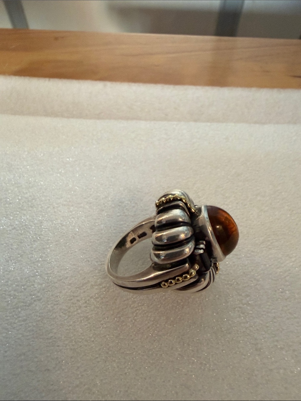 LAGOS Sterling Silver Caviar Ring with Citrine & Amethyst side stones
